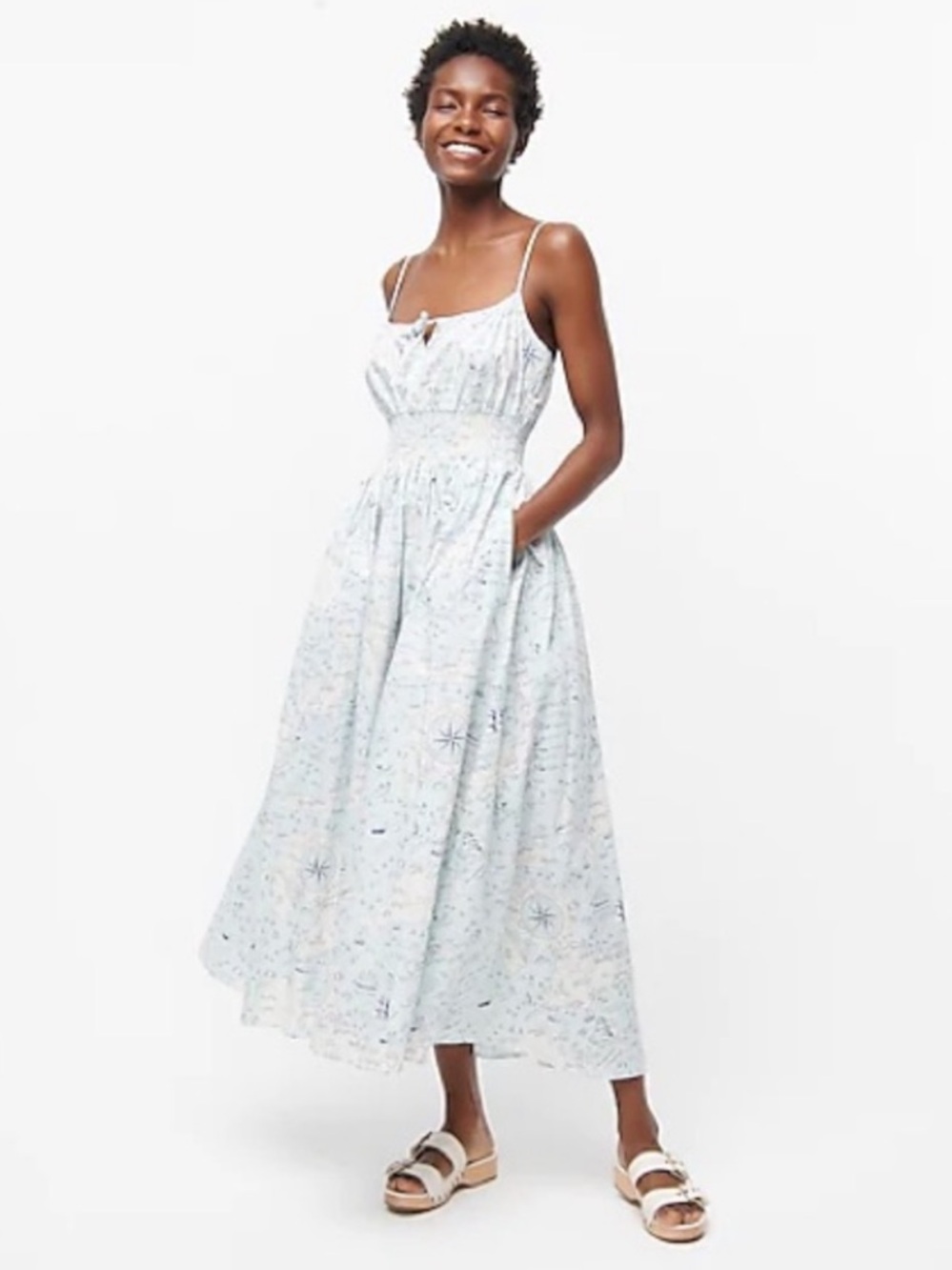 NWT J Crew Collection Smocked-waist dress in Ratti Compass Print